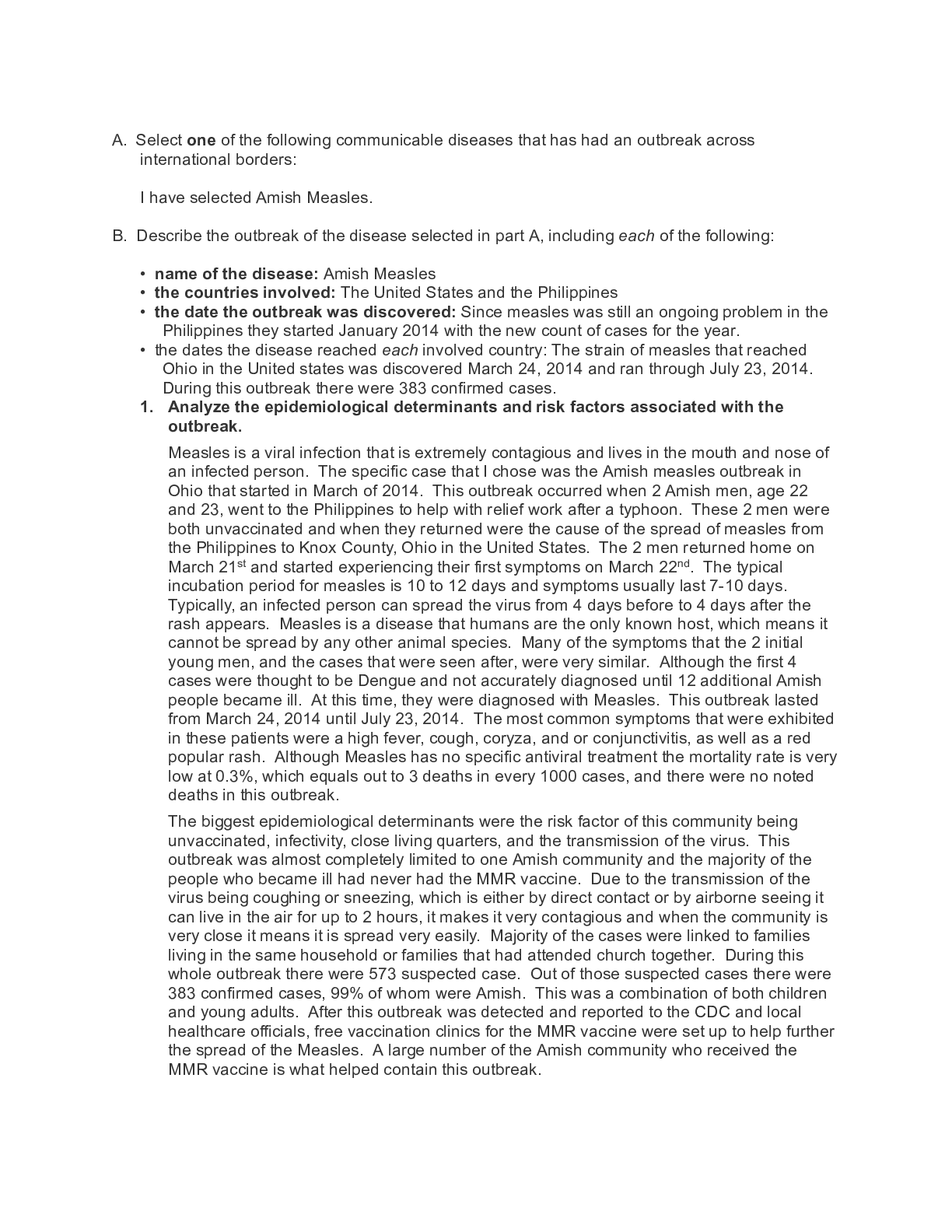 Preview of C228 Task 2 Completed.docx    A.Â  SelectÂ oneÂ of the following communicable diseases tha